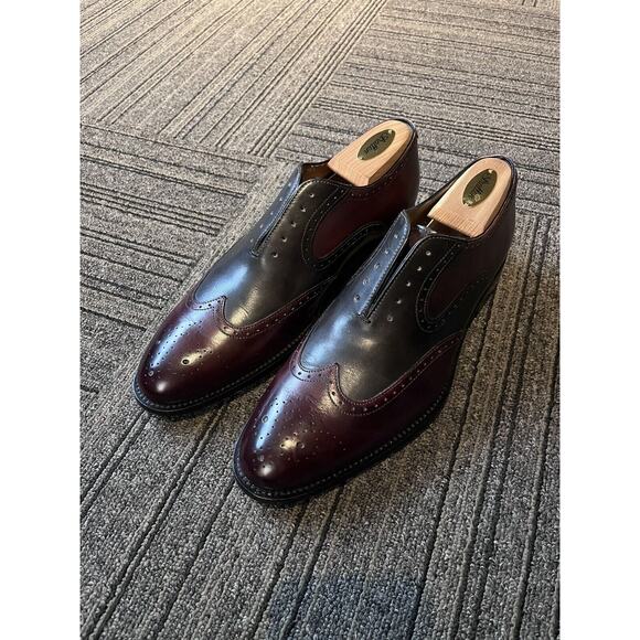 Ace Marks Dress Shoes 9 Burgundy Oxblood & Grey Spectators Oxfords - Picture 1 of 8